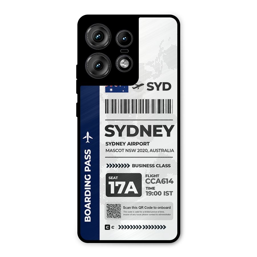 International Boarding Pass Sydney Metal Back Case for Motorola Edge 50 Pro