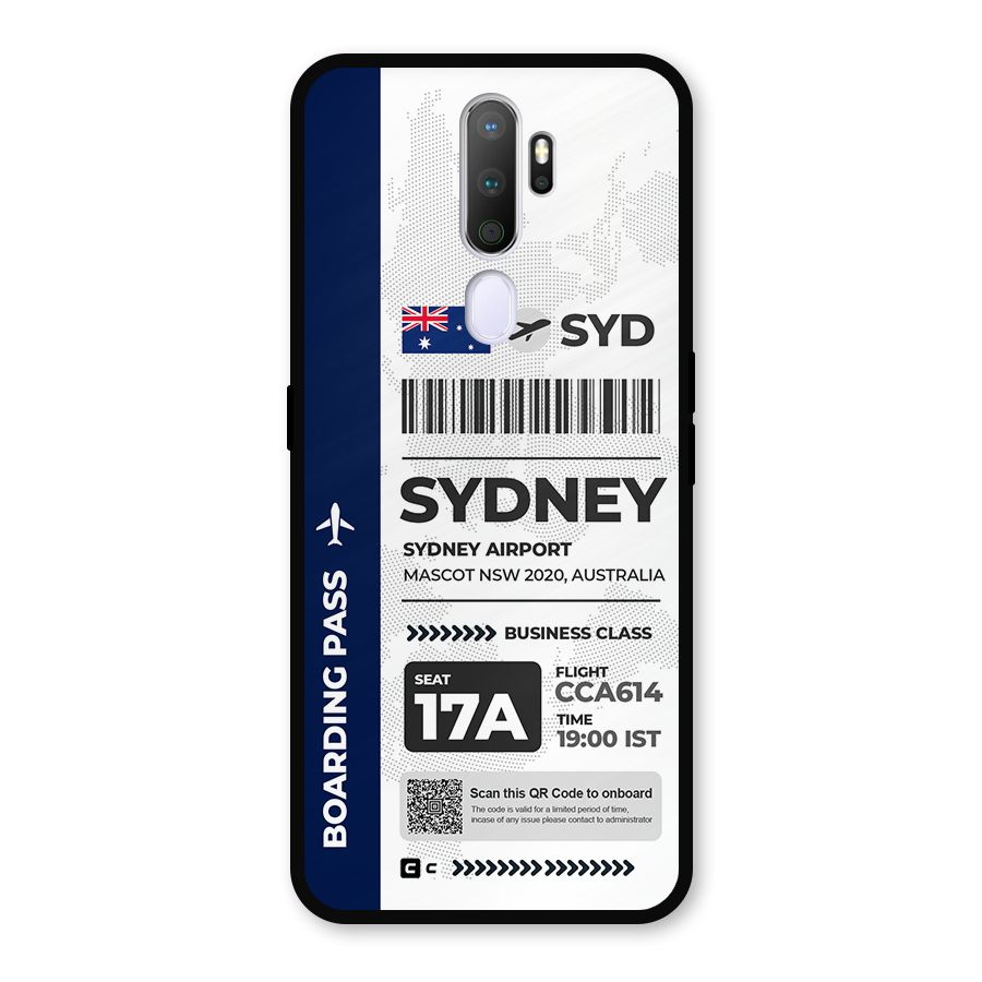 International Boarding Pass Sydney Metal Back Case for Oppo A5 (2020)