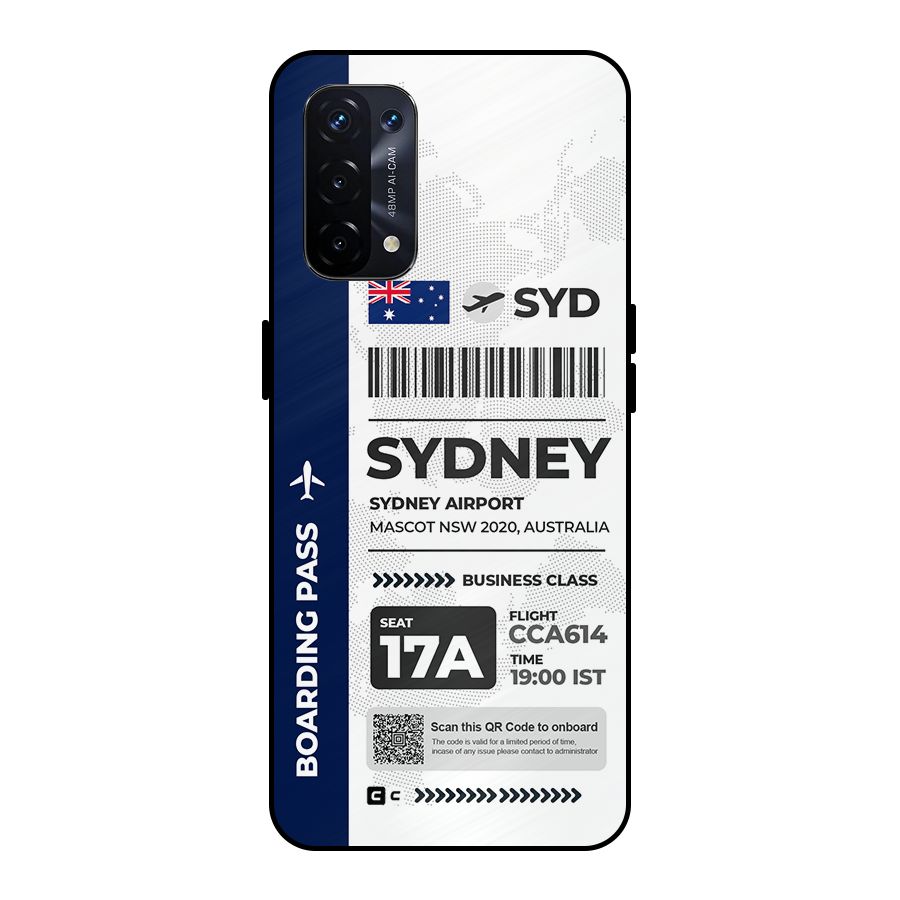International Boarding Pass Sydney Metal Back Case for Oppo A74 5G