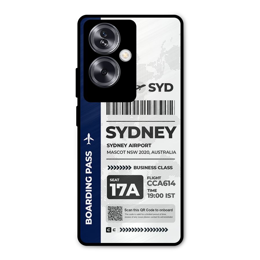 International Boarding Pass Sydney Metal Back Case for Oppo A79 5G
