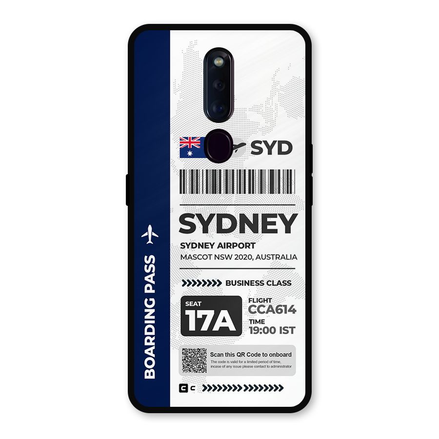 International Boarding Pass Sydney Metal Back Case for Oppo F11 Pro