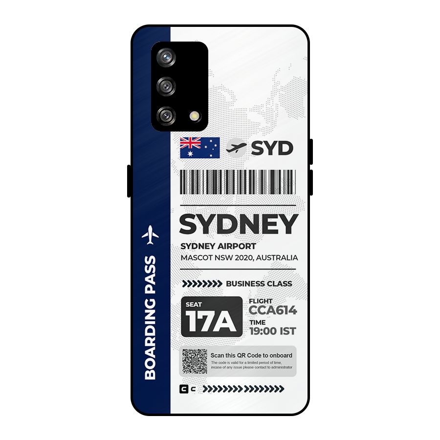 International Boarding Pass Sydney Metal Back Case for Oppo F19