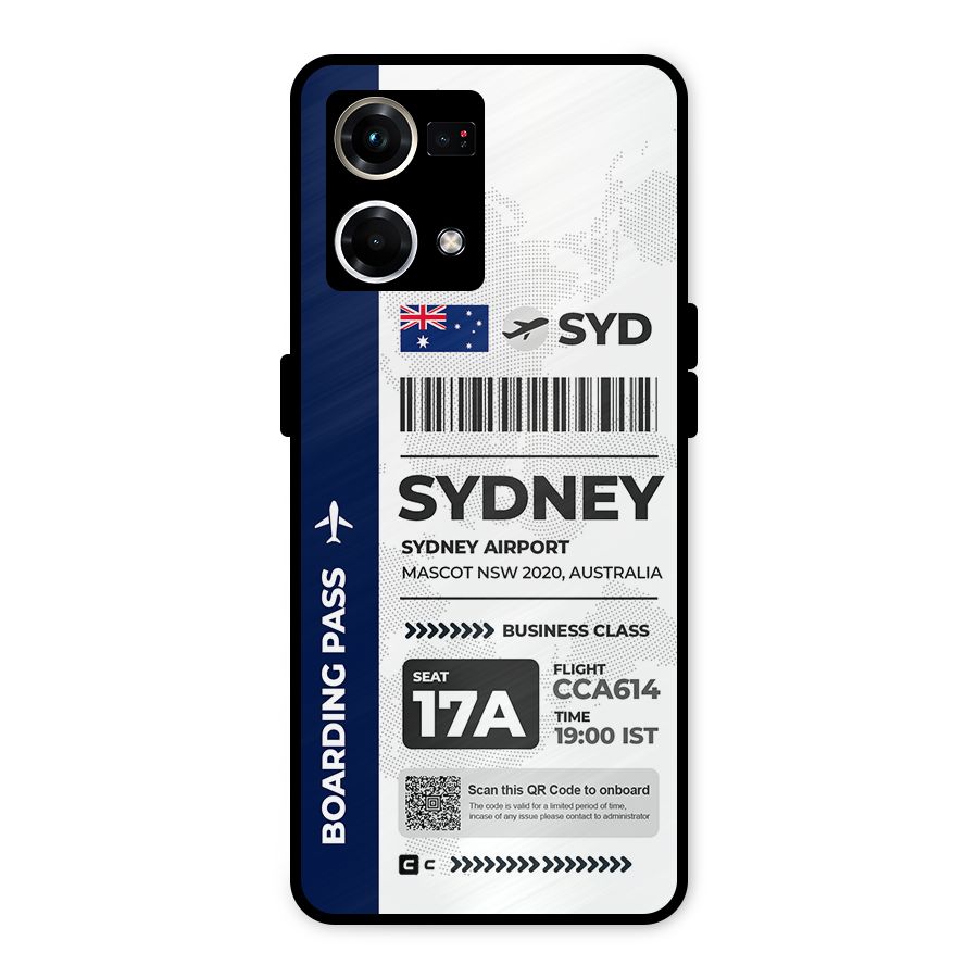 International Boarding Pass Sydney Metal Back Case for Oppo F21 Pro 4G