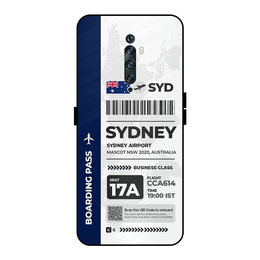 International Boarding Pass Sydney Metal Back Case for Oppo Reno2 Z