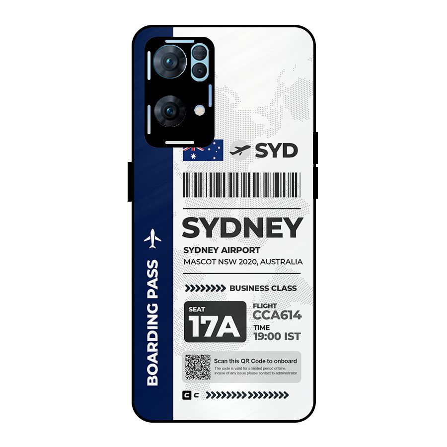 International Boarding Pass Sydney Metal Back Case for Oppo Reno7 Pro 5G