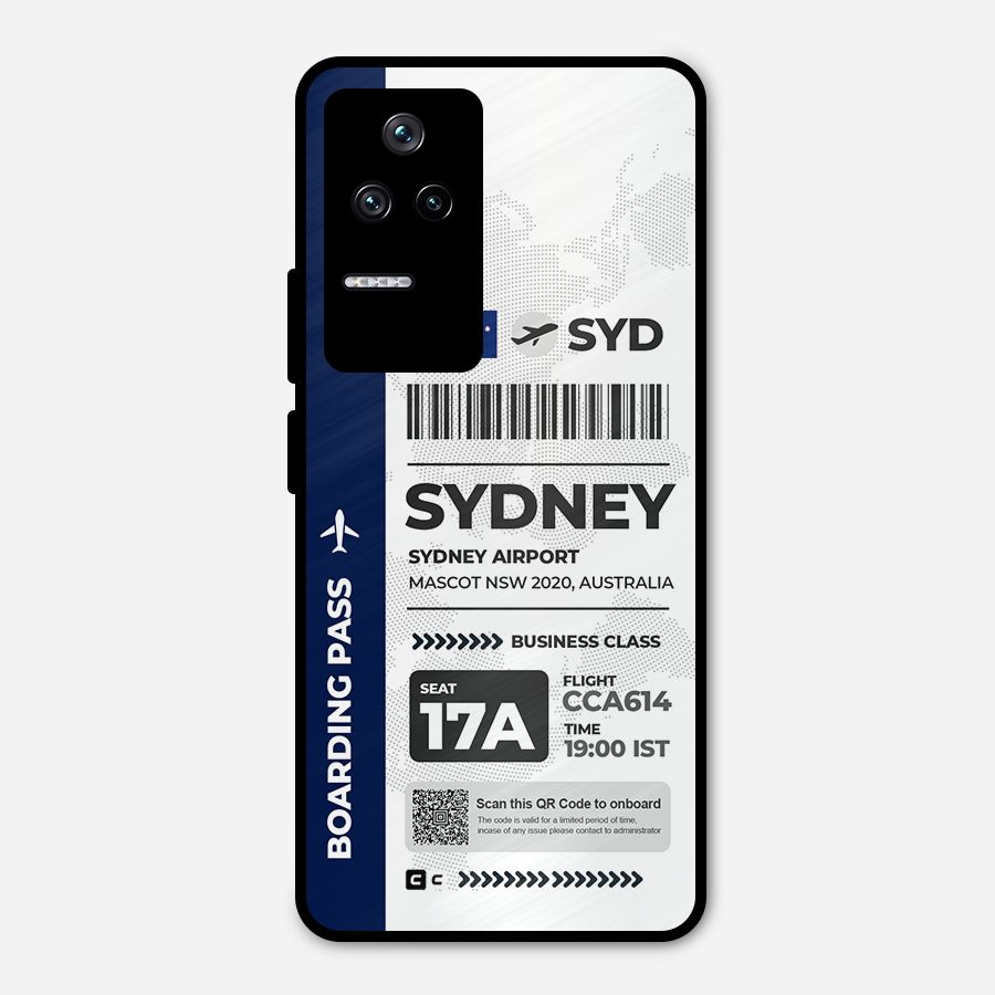 International Boarding Pass Sydney Metal Back Case for Poco F4 5G