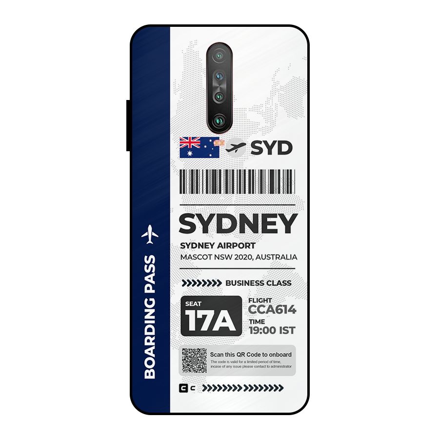 International Boarding Pass Sydney Metal Back Case for Poco X2