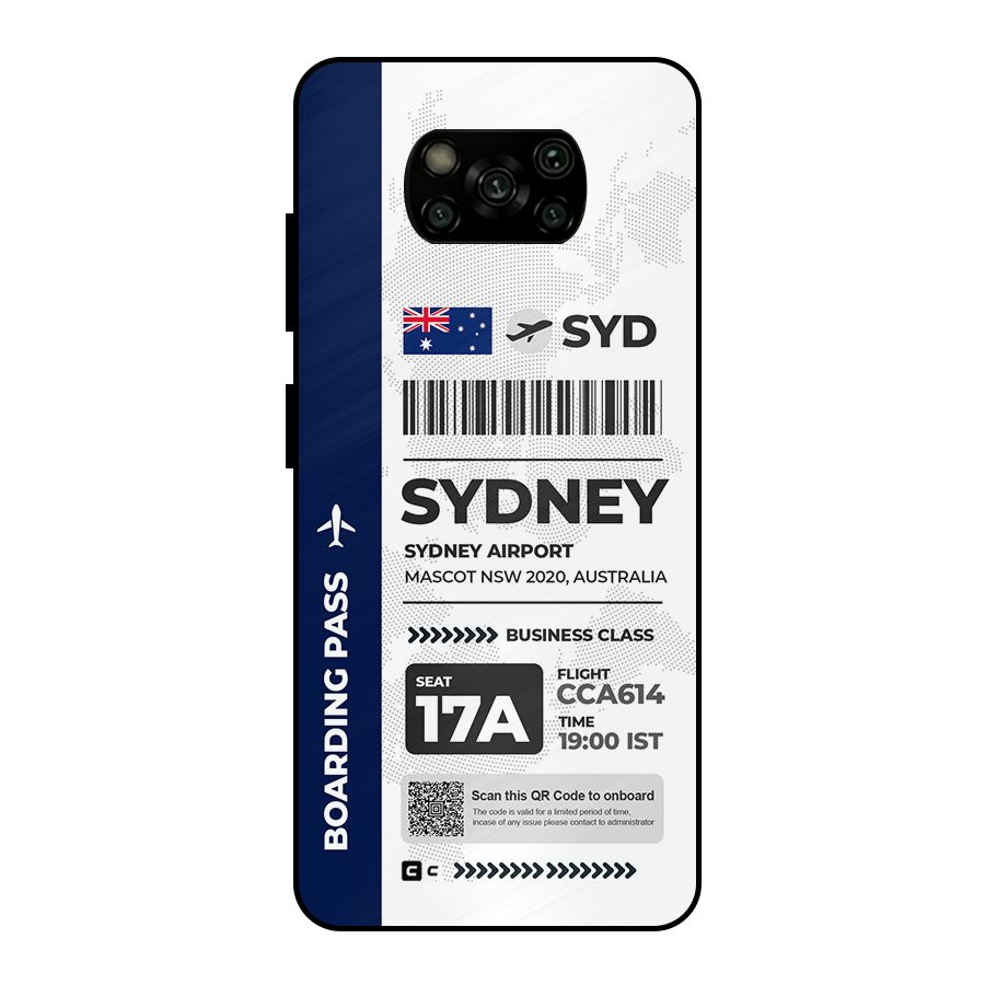 International Boarding Pass Sydney Metal Back Case for Poco X3