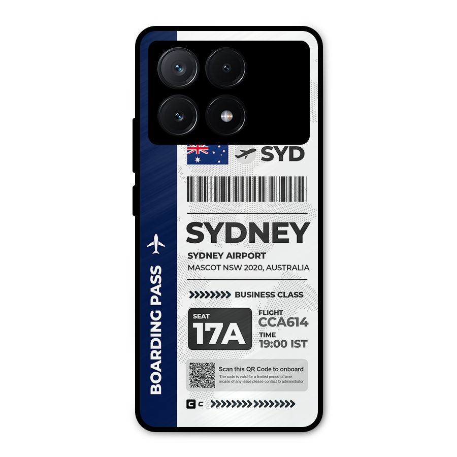 International Boarding Pass Sydney Metal Back Case for Poco X6 Pro