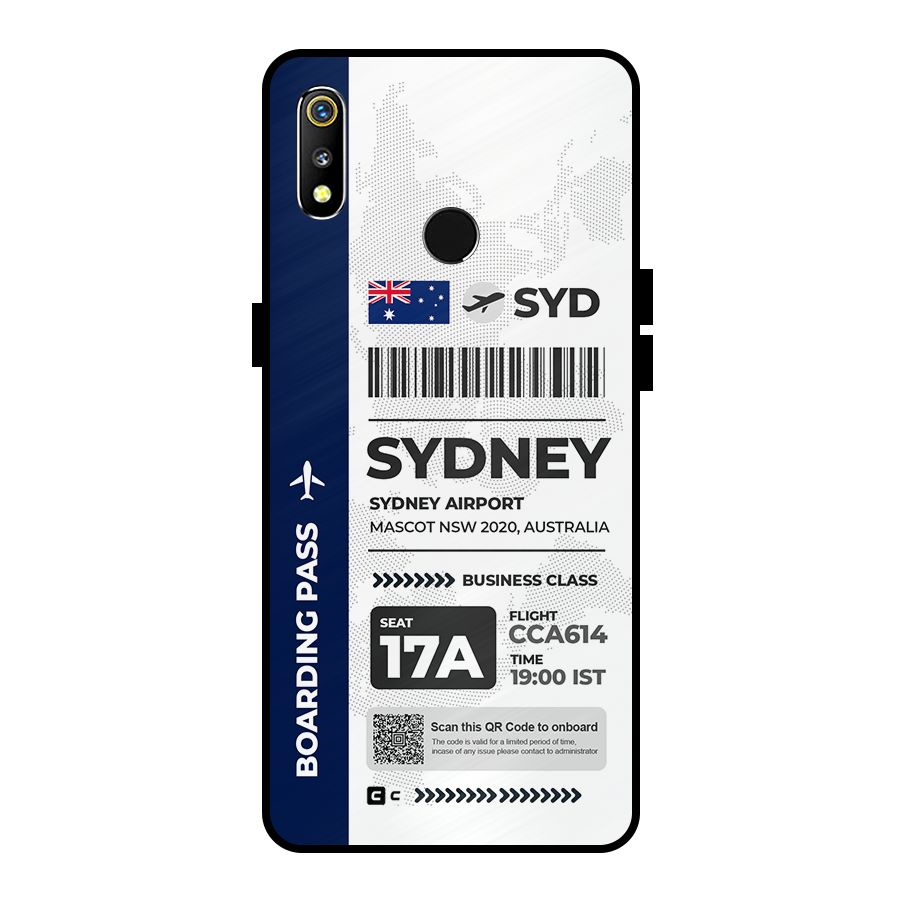 International Boarding Pass Sydney Metal Back Case for Realme 3i