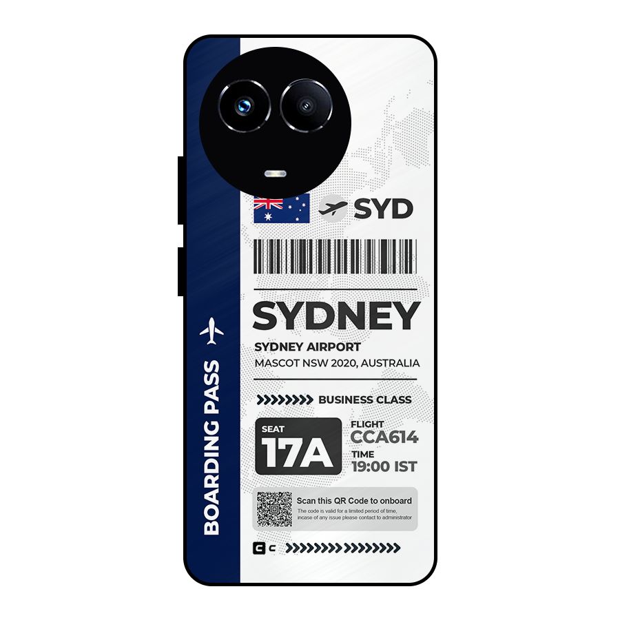 International Boarding Pass Sydney Metal Back Case for Realme Narzo 60X