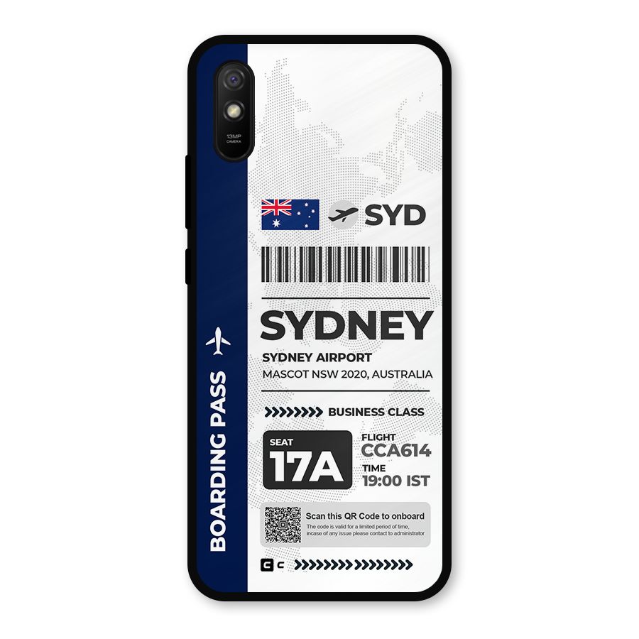 International Boarding Pass Sydney Metal Back Case for Redmi 9i