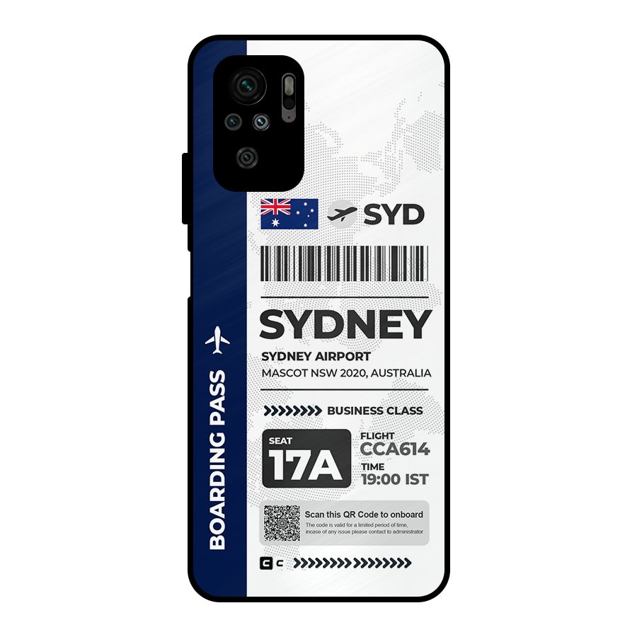International Boarding Pass Sydney Metal Back Case for Redmi Note 10S