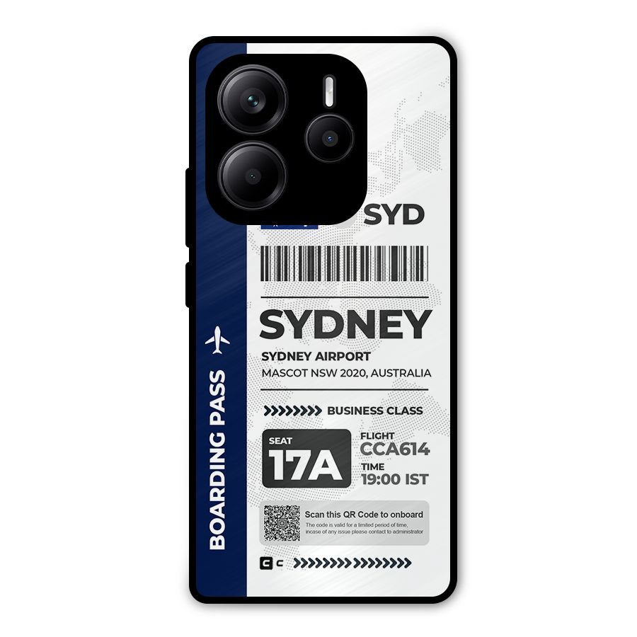 International Boarding Pass Sydney Metal Back Case for Redmi Note 14 5G