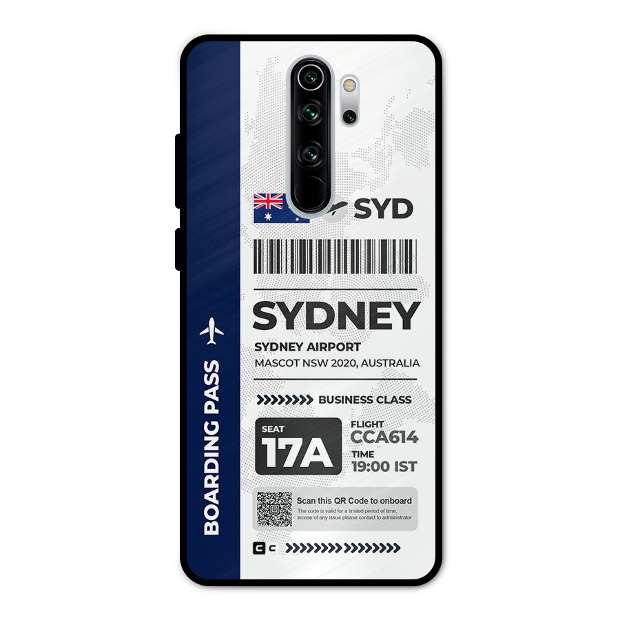 International Boarding Pass Sydney Metal Back Case for Redmi Note 8 Pro