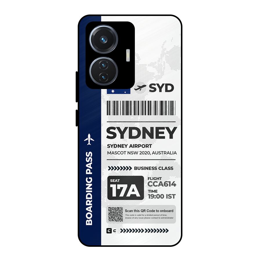 International Boarding Pass Sydney Metal Back Case for Vivo T1 44W
