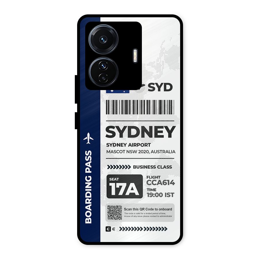 International Boarding Pass Sydney Metal Back Case for Vivo T1 Pro