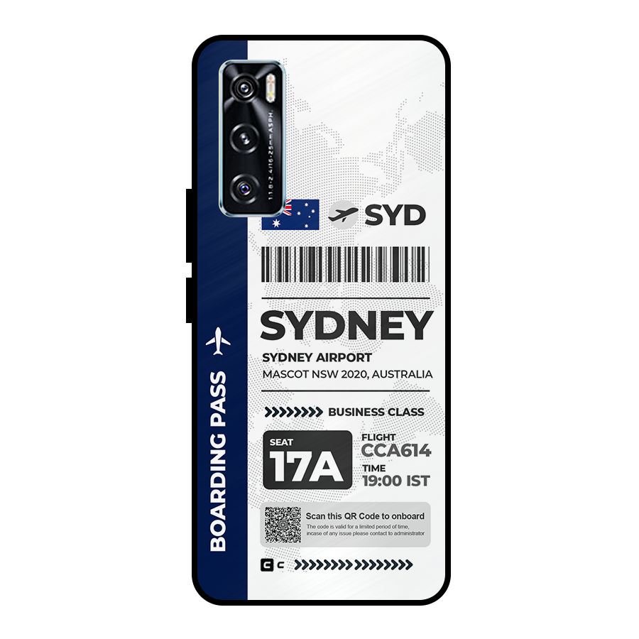International Boarding Pass Sydney Metal Back Case for Vivo V20 SE