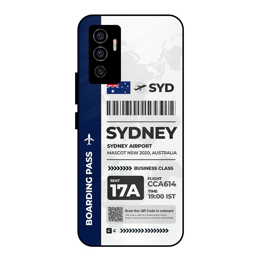 International Boarding Pass Sydney Metal Back Case for Vivo V23e