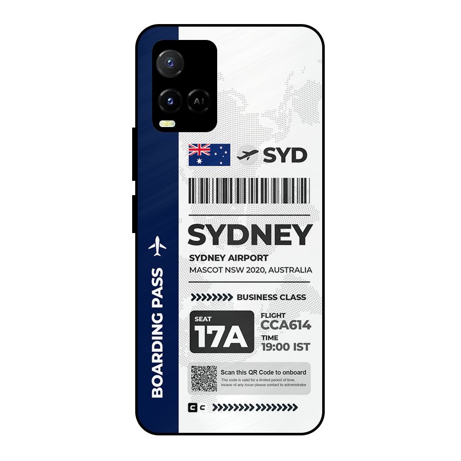 International Boarding Pass Sydney Metal Back Case for Vivo Y21