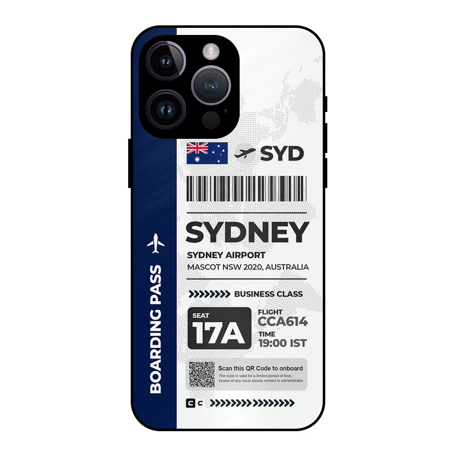 International Boarding Pass Sydney Metal Back Case for iPhone 14 Pro Max