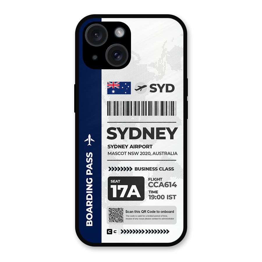 International Boarding Pass Sydney Metal Back Case for iPhone 15