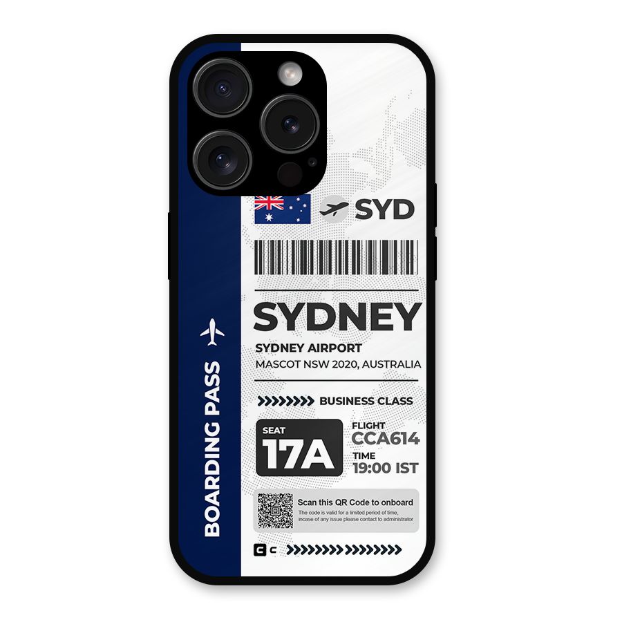 International Boarding Pass Sydney Metal Back Case for iPhone 15 Pro
