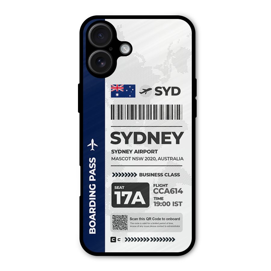 International Boarding Pass Sydney Metal Back Case for iPhone 16 Plus