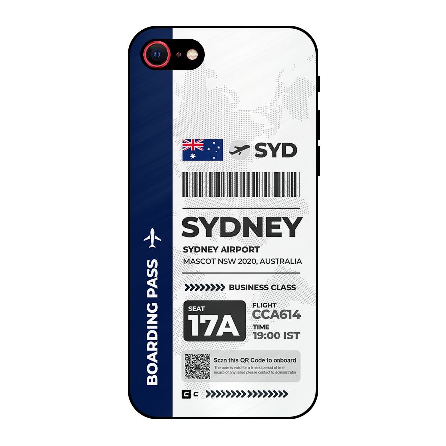 International Boarding Pass Sydney Metal Back Case for iPhone SE 2020