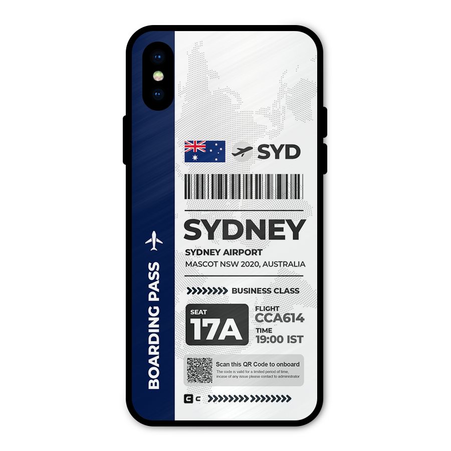 International Boarding Pass Sydney Metal Back Case for iPhone XS