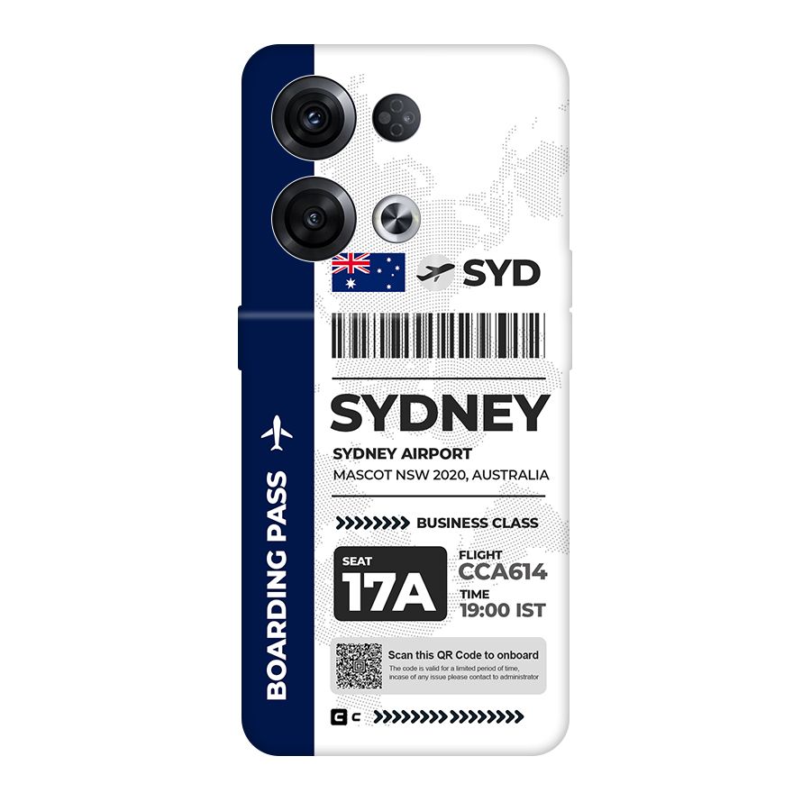International Boarding Pass Sydney Original Polycarbonate Back Case for Oppo Reno8 Pro 5G