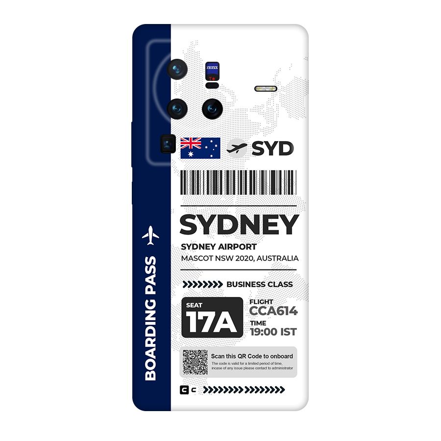 International Boarding Pass Sydney Original Polycarbonate Back Case for Vivo X80