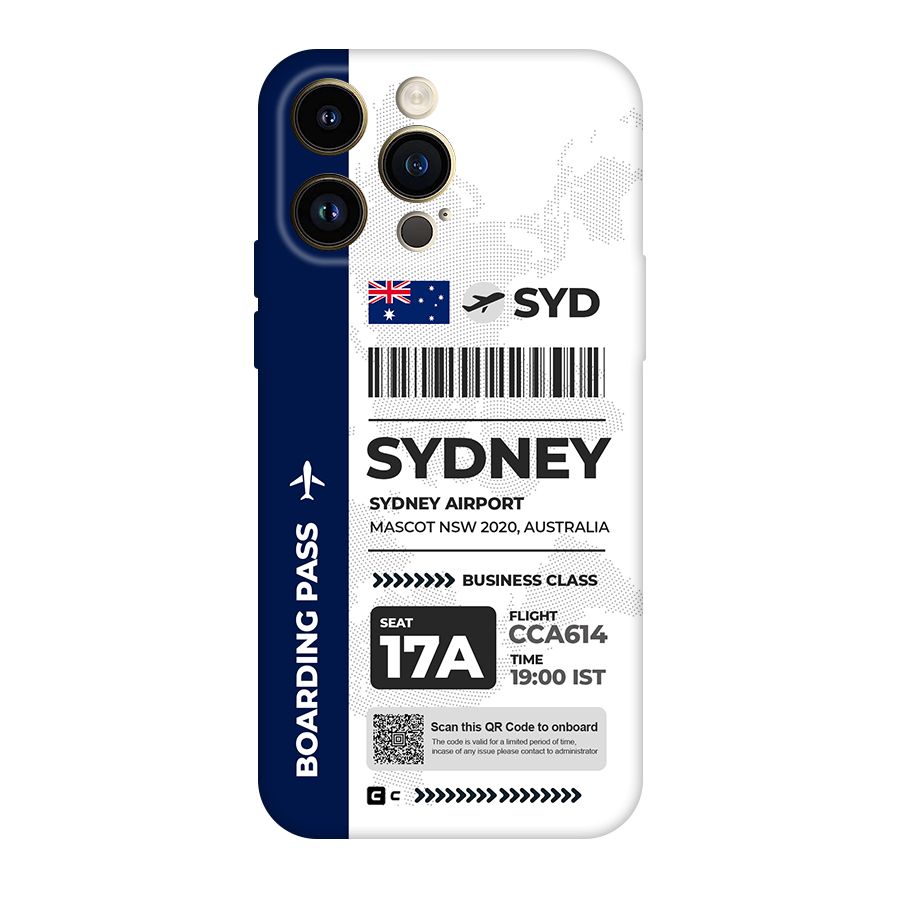 International Boarding Pass Sydney Original Polycarbonate Back Case for iPhone 14 Pro Max