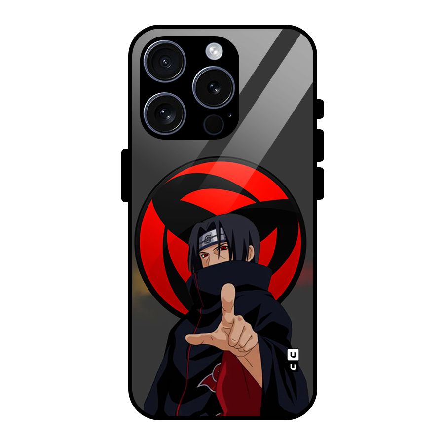 Itachi Uchiha With sharingan Glass Back Case for iPhone 15 Pro