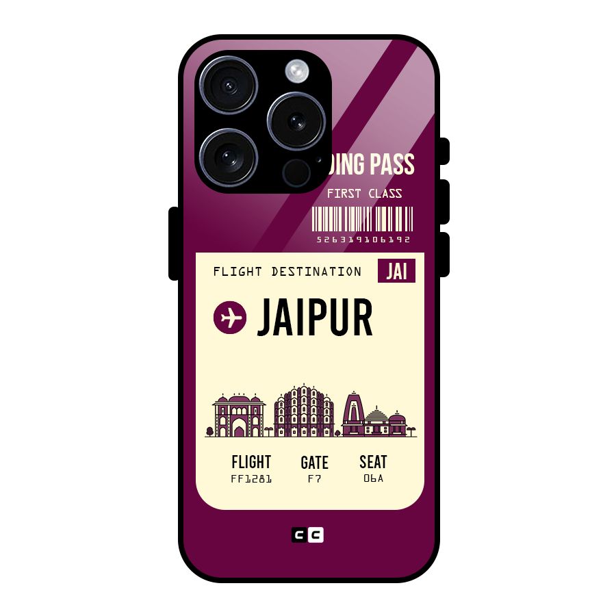 Jaipur Boarding Pass Glass Back Case for iPhone 15 Pro