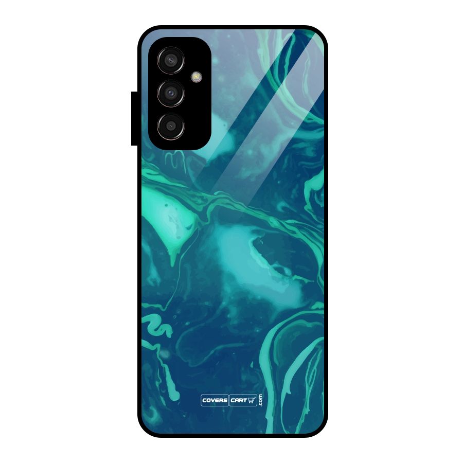 Jazzy Green Marble Texture Glass Back Case for Galaxy F13