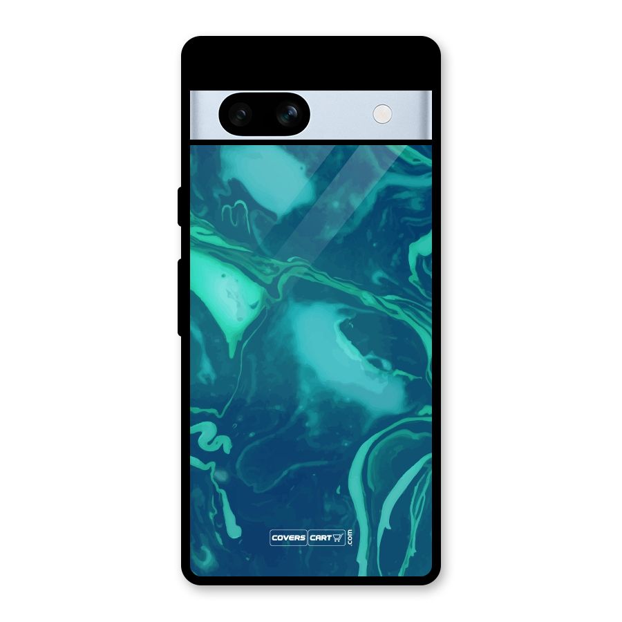 Jazzy Green Marble Texture Glass Back Case for Google Pixel 7a