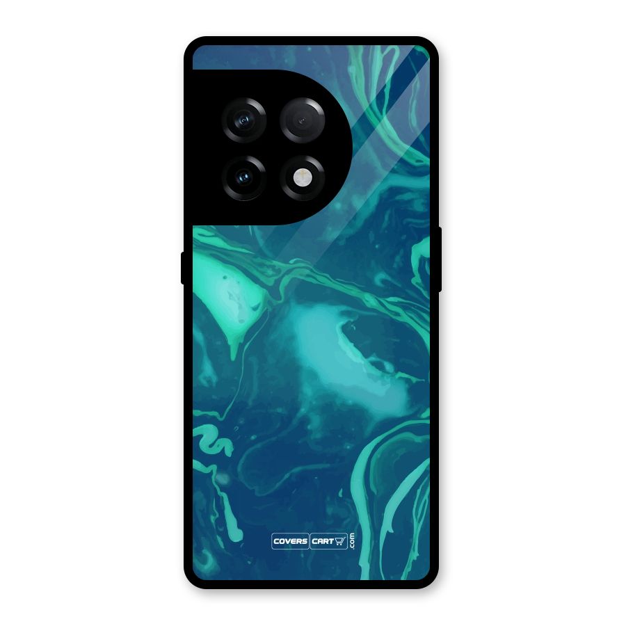 Jazzy Green Marble Texture Glass Back Case for OnePlus 11R