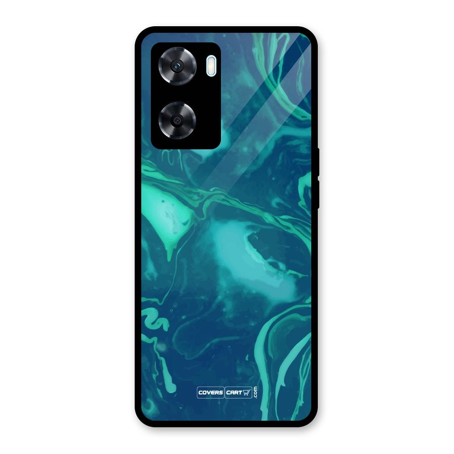 Jazzy Green Marble Texture Glass Back Case for Oppo A77s