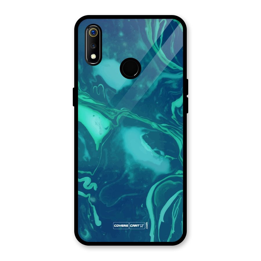 Jazzy Green Marble Texture Glass Back Case for Realme 3i