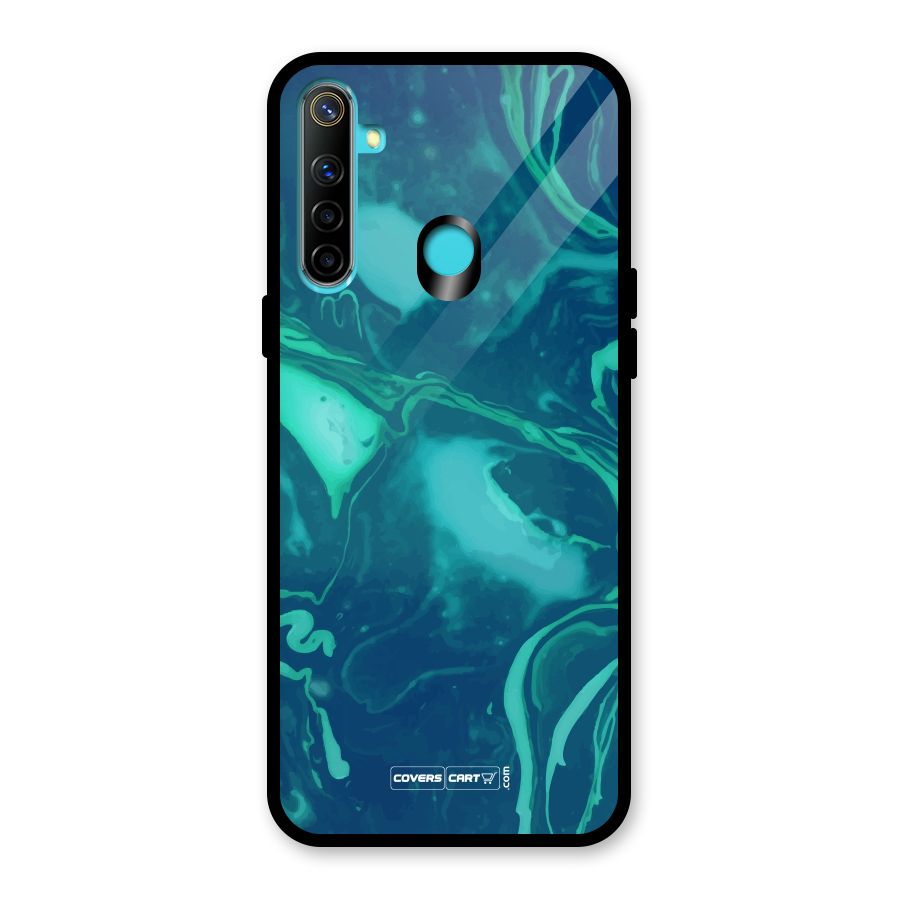 Jazzy Green Marble Texture Glass Back Case for Realme 5i