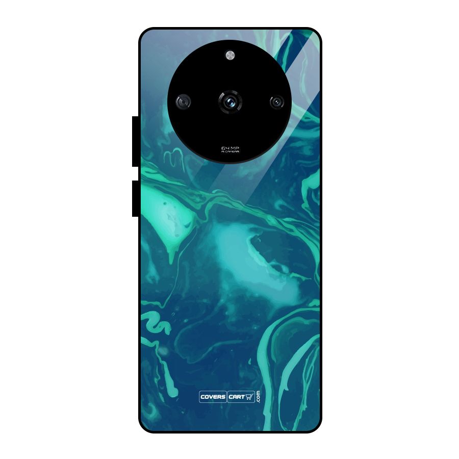 Jazzy Green Marble Texture Glass Back Case for Realme Narzo 60 5G