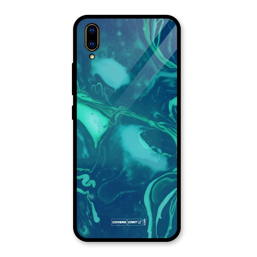 Jazzy Green Marble Texture Glass Back Case for Vivo V11 Pro