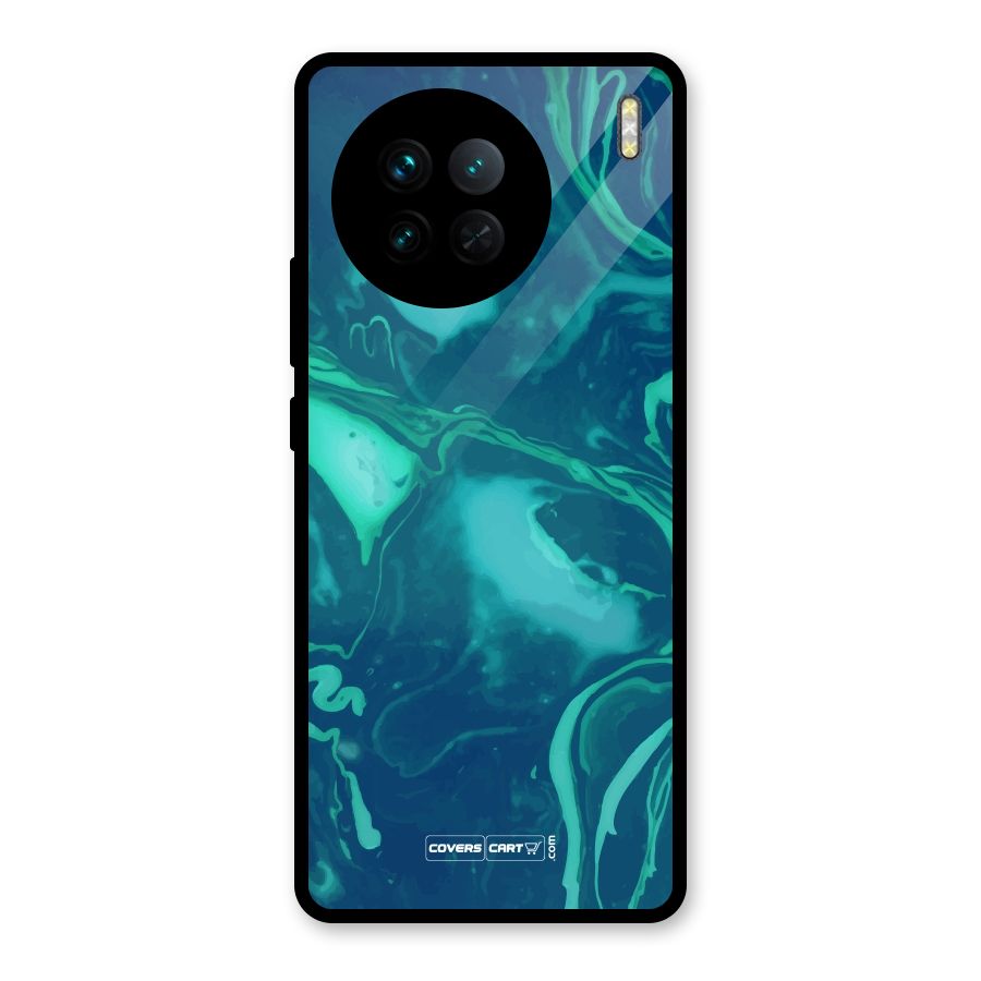 Jazzy Green Marble Texture Glass Back Case for Vivo X90