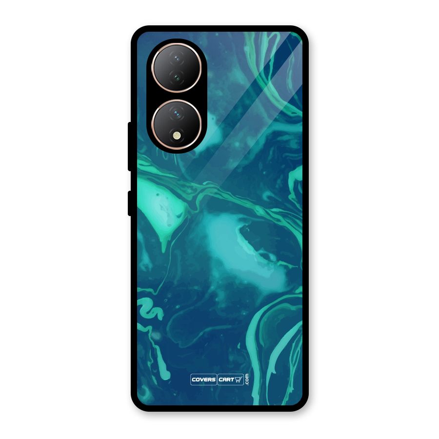Jazzy Green Marble Texture Glass Back Case for Vivo Y100A