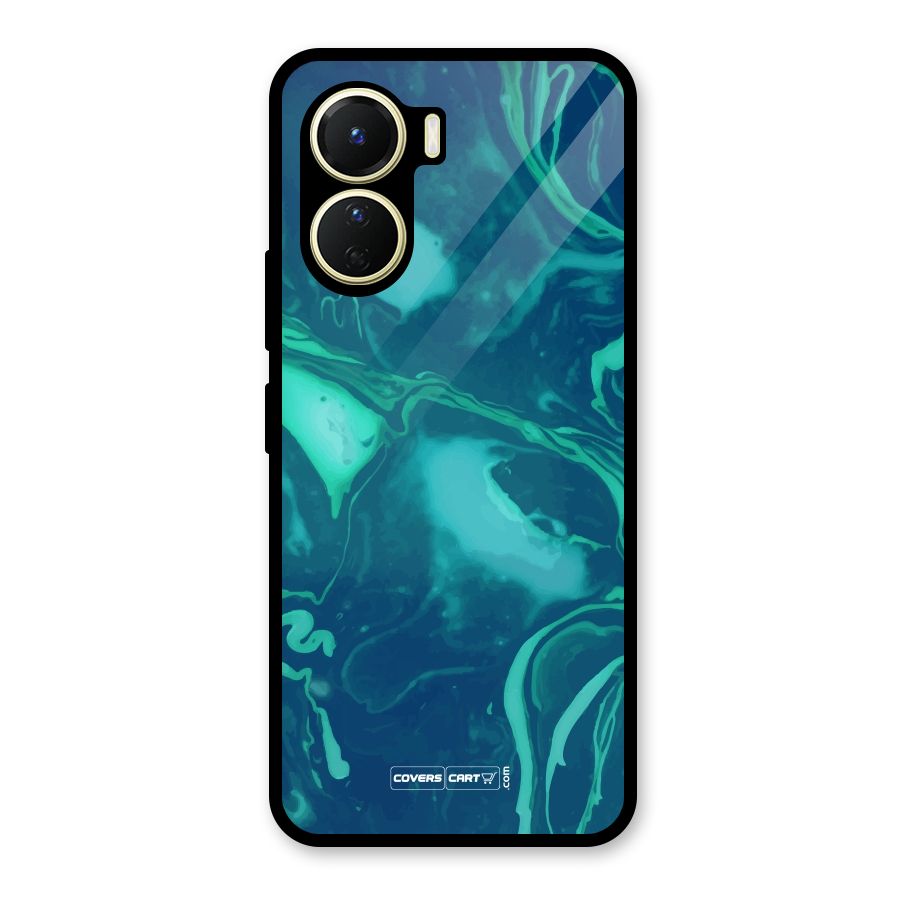 Jazzy Green Marble Texture Glass Back Case for Vivo Y16