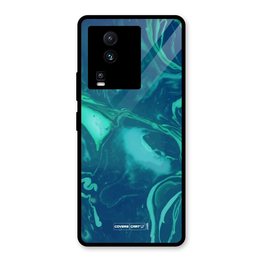 Jazzy Green Marble Texture Glass Back Case for Vivo iQOO Neo 7 Pro