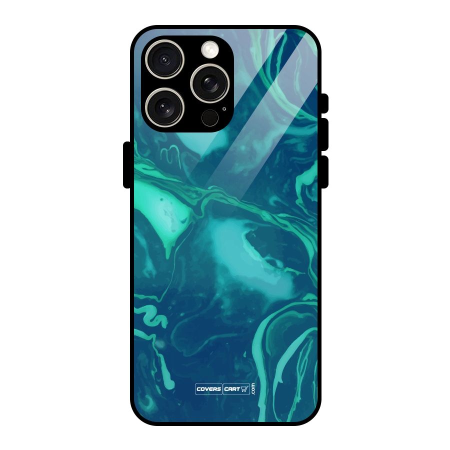 Jazzy Green Marble Texture Glass Back Case for iPhone 15 Pro Max