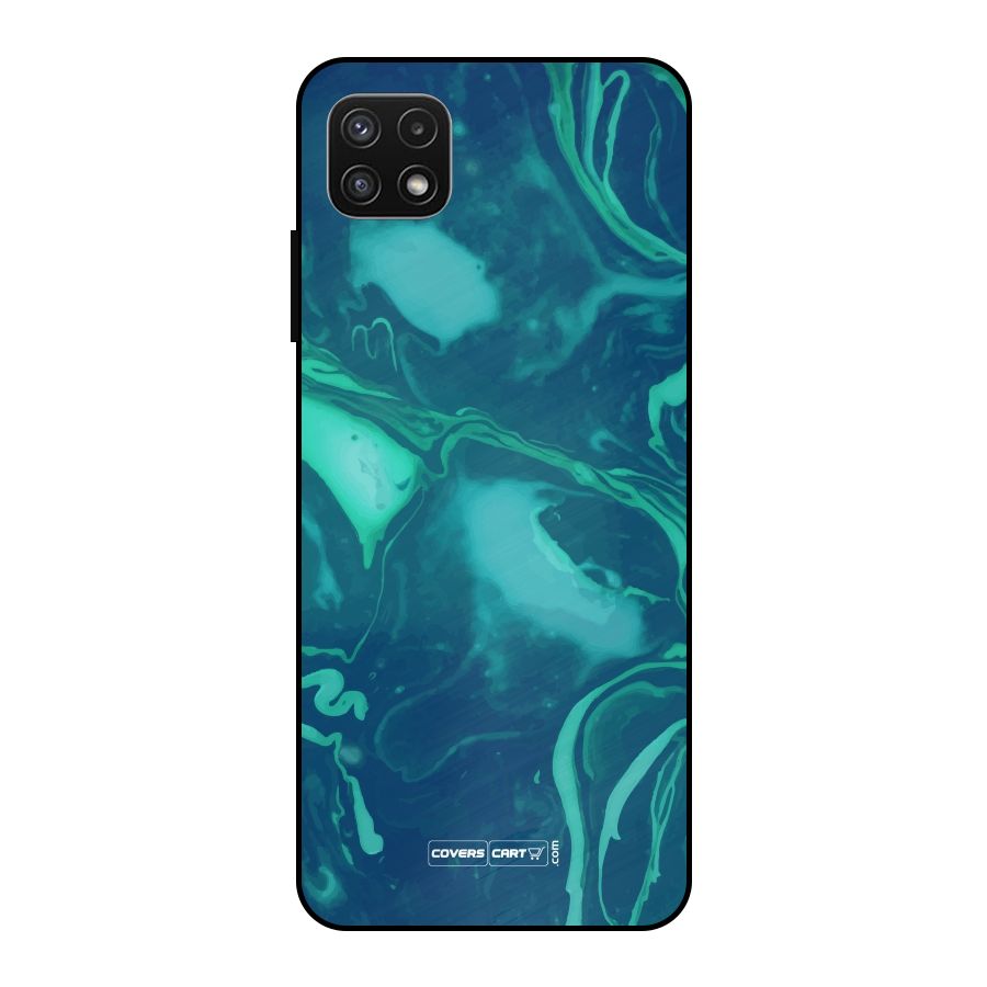Jazzy Green Marble Texture Metal Back Case for Galaxy A22 5G