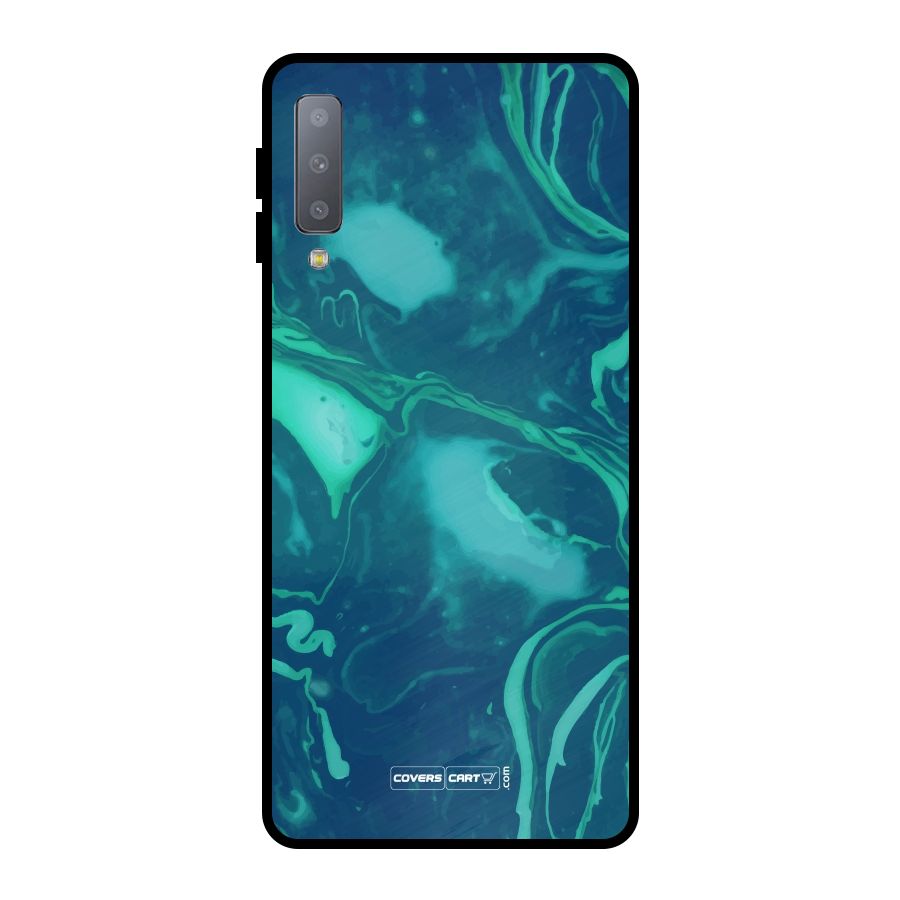 Jazzy Green Marble Texture Metal Back Case for Galaxy A7 (2018)